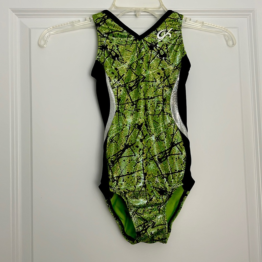 GK Gymnastic Girls Leotard Child Small (see measurements) Green Sparkly